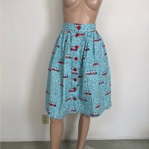 Ains & elke Light Blue can can dancer  Button-Front Skirt pinup